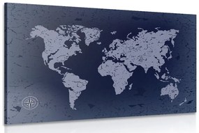 Εικόνα ενός παλιού παγκόσμιου χάρτη σε μπλε αφηρημένο φόντο - 60x40