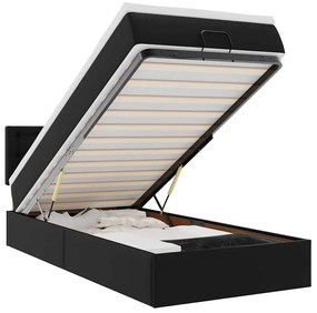 vidaXL Οθωμανικό κρεβάτι με στρώμα Μαύρο 100x200cm Faux Leather