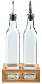 Estia Μπουκάλια Για Λάδι Και Ξύδι Γυάλινα 500ml Σετ Με Βάση Από Μπαμπού 01-20156