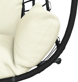 vidaXL Πολυθρόνα Egg Κρεμαστή με Βάση Μπεζ Συνθ. Ρατάν / Ατσάλι