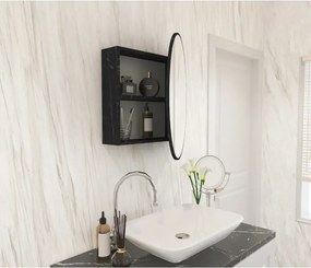Stewehome Μπάνιο ντουλάπι με οβάλ καθρέφτη και μαύρο μάρμαρο 55x55 cm