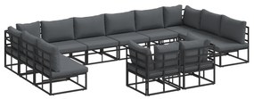 vidaXL Σετ Καναπέ Κήπου 12 pcs Μαύρο 423 x 211.5 x 71 εκ Αλουμίνιο