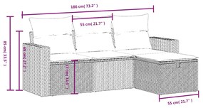 vidaXL Σαλόνι Κήπου Σετ 4 Τεμαχίων Γκρι Συνθετικό Ρατάν με Μαξιλάρια