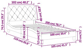 Πλαίσιο Κρεβατιού με Κεφαλάρι Μπλε 100x200 εκ. Βελούδινο - Μπλε