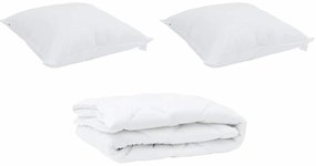 vidaXL Πάπλωμα με μαξιλάρι 2 pcs Λευκό 155 x 220 cm Μικροΐνες