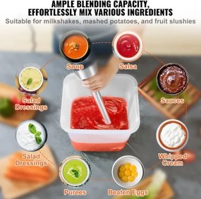 VEVOR Commercial Immersion Blender Heavy Duty Hand Mixer 750W Variable Speed