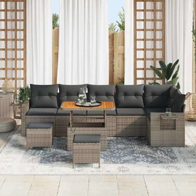 vidaXL Σετ Καναπέ Κήπου Ρυθμιζόμενο ύψος 9 pcs Γκρι συνθετικό ρατάν