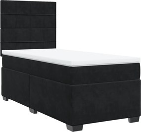 vidaXL Κρεβάτι Boxspring με Στρώμα Μαύρο 90x200 εκ. Βελούδινο