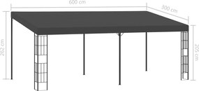 vidaXL Κιόσκι Επιτοίχιο Ανθρακί 3 x 6 μ. Υφασμάτινο