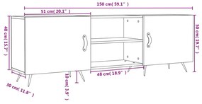 Έπιπλο Τηλεόρασης Γκρι Sonoma 150x30x50 εκ. από Επεξεργ. Ξύλο - Γκρι