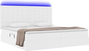 vidaXL Κρεβάτι με αποθηκευτικό χώρο και LED Καθαρό Λευκό 200 x 200 cm