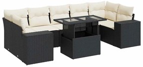 vidaXL Σαλόνι Κήπου 8 Τεμαχίων Μαύρο από Συνθετικό Ρατάν με Μαξιλάρια