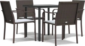 vidaXL Σετ Τραπεζαρίας Κήπου 5 τεμ. Συνθ. Ρατάν / Ατσάλι με Μαξιλάρια