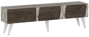 Έπιπλο Τηλεόρασης Veas 327ODS1134 150x30x43cm Marble Effect White-Walnut