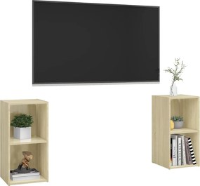 vidaXL Έπιπλα Τηλεόρασης 2 τεμ Sonoma Δρυς 72x35x36,5εκ Επεξ. Ξύλο