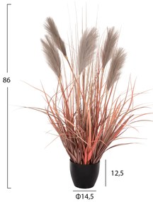 Διακοσμητικό Συνθετικό Φυτό Σε Γλάστρα Grass+Feather Φ14,5x12,5-86Υ εκ.