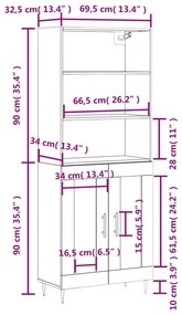 Ντουλάπι Καφέ Δρυς 69,5 x 34 x 180 εκ. από Επεξεργασμένο Ξύλο - Καφέ