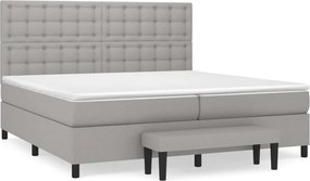vidaXL Κρεβάτι Boxspring με Στρώμα Ανοιχτό Γκρι 200x200 εκ. Υφασμάτινο