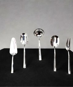 Σετ 5 τεμαχίων κουτάλας σερβιρίσματος από ανοξείδωτο ατσάλι - Ασημί