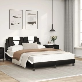 Κρεβάτι με Στρώμα Μαύρο και Λευκό 120 x 200 εκ. Συνθετικό Δέρμα - Μαύρο