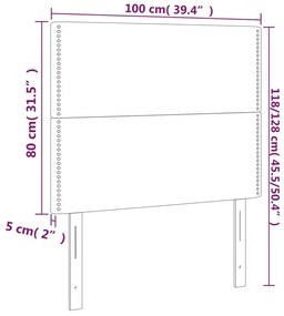 vidaXL Κεφαλάρι Κρεβατιού LED Μπλε 100x5x118/128 εκ. Υφασμάτινο