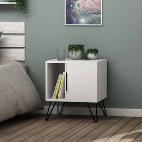 Κομοδίνο Glynn Megapap χρώμα λευκό 50,2x44,6x60εκ.