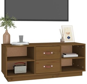 vidaXL Έπιπλο Τηλεόρασης Καφέ Μελί 100x34x40 εκ. από Μασίφ Ξύλο Πεύκου