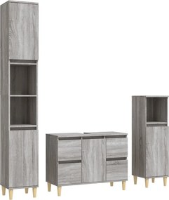 vidaXL Σετ Επίπλων Μπάνιου 3 Τεμαχίων Γκρι Sonoma Επεξεργασμένο Ξύλο