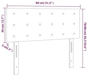 vidaXL Κεφαλάρι Κρεβατιού LED Ανοιχτό Γκρι 80x5x78/88 εκ. Βελούδινο