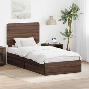 vidaXL Κρεβάτι Αποθήκης Καφέ δρυς 75 x 190 cm Επεξεργασμένο ξύλο