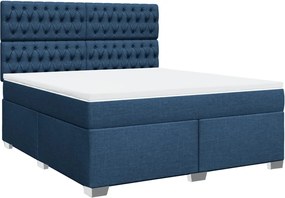 vidaXL Κρεβάτι Boxspring με Στρώμα Μπλε 180x200 εκ. Υφασμάτινο