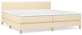 vidaXL Κρεβάτι Boxspring με Στρώμα Κρεμ 200x200 εκ. Υφασμάτινο