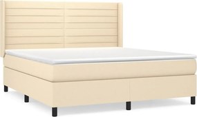 vidaXL Κρεβάτι Boxspring με Στρώμα Κρεμ 180x200 εκ. Υφασμάτινο