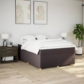 vidaXL Κρεβάτι Boxspring με Στρώμα Σκούρο Καφέ 140x200 εκ Υφασμάτινο