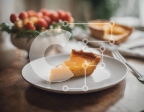 Σετ των 2 Intra Συλλεκτικό Ξύλινο Παζλ Plywood 4mm - Φέτα λεμονόπιτας σε λευκό πιάτο Σε Ξύλινο Κουτί - Διαστάσεις: 10x10 cm – 25 κομμάτια