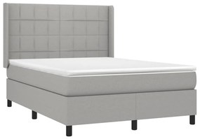 vidaXL Κρεβάτι Boxspring με Στρώμα &amp; LED Αν.Γκρι 140x190εκ. Υφασμάτινο