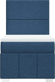 vidaXL Κρεβάτι Boxspring με Στρώμα Μπλε 90x200 εκ.Υφασμάτινο
