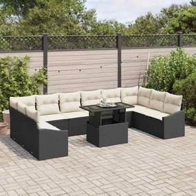vidaXL Σετ Καναπέ Κήπου 11 pcs Μαύρο και κρεμ 100 x 55 x 73 εκ