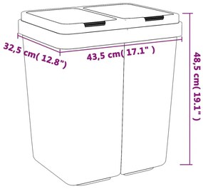 vidaXL Κάδος Απορριμμάτων Διπλός Λευκός 2 x 25 Λίτρα