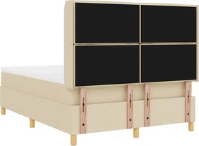 vidaXL Κρεβάτι με ελατήρια με στρώμα Κρεμ 140 x 190 cm ύφασμα