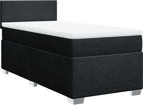 vidaXL Κρεβάτι Boxspring με Στρώμα Μαύρο 90x200 εκ. Υφασμάτινο
