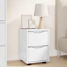 VidaXL Κομοδίνο Υψηλής γυαλάδας λευκό 30,5 x 30 x 43 εκ