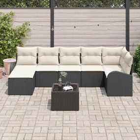vidaXL Σετ Καναπέ Κήπου με μαξιλάρι 8 pcs Μαύρο Πολυ ράταν