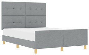 vidaXL Κρεβάτι Φωτεινό Γκρι 140x200 εκ. Υφασμάτινο