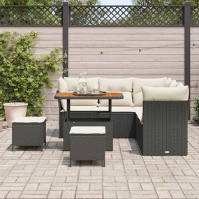 vidaXL Σετ Καναπέ Κήπου 8 pcs Μαύρο και κρεμ 90 x 55 x 71 cm