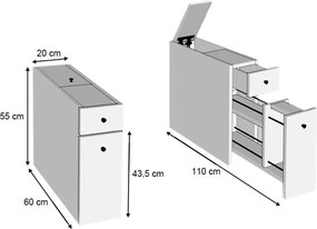 Ντουλάπι μπάνιου Calencia Megapap χρώμα ανθρακί 20x60x55εκ.