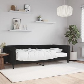 Καναπές Κρεβάτι με Στρώμα μαύρο 100 x 200 εκ. Βελούδινος - Μαύρο