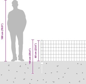 vidaXL Περίφραξη Euro με Στήλη 10 x 0,6 μ Γαλβανισμένος Χάλυβας Ασημί