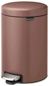 Κάδος με πεντάλ Brabantia NewIcon 1008845, 12 L, Ομαλό κλείσιμο, Αντιολισθητική βάση, Σατινέ φινίρισμα, Καφέ