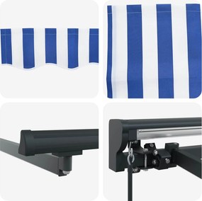 vidaXL Χειροκίνητο πλαίσιο τέντας με LED Μπλε, Λευκό, Ανθρακί 4 x 3 μ